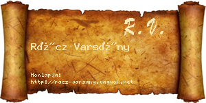 Rácz Varsány névjegykártya